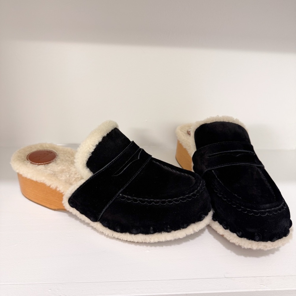 CHLOÉ Joy Suede & Shearling Clogs - Picture 14 of 15